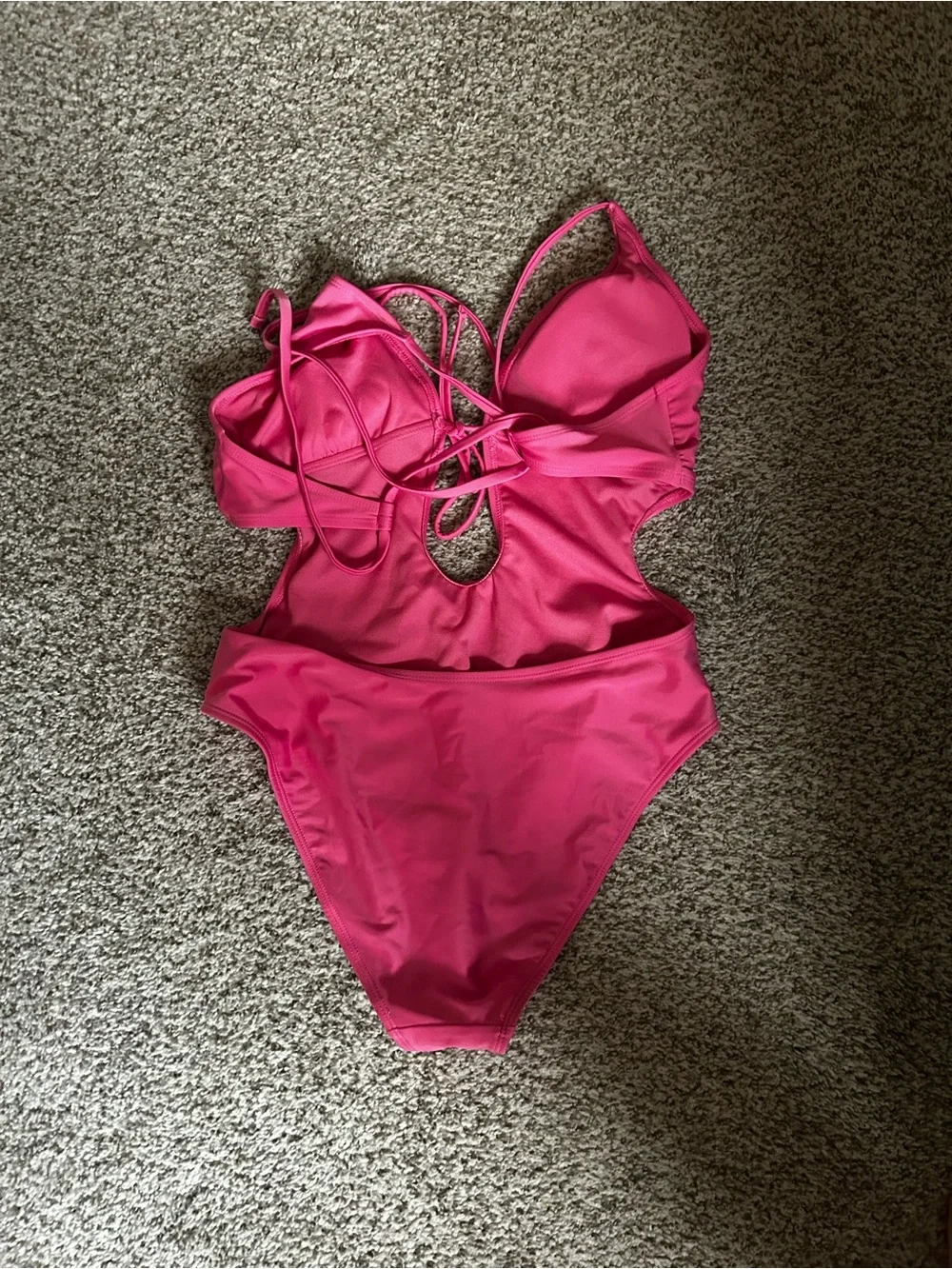 Shade & Shore Bright Pink women’s  One-Piece Swimsuit with Front Keyhole Tie